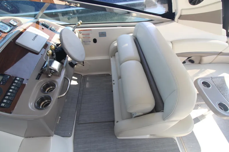 The cockpit of the 2008 Chaparral 350 Signature features a sleek design with comfortable seating.