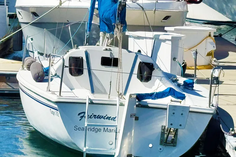 Catalina 22 Capri sailboat docked at Seatridge Marina, 2002 model.