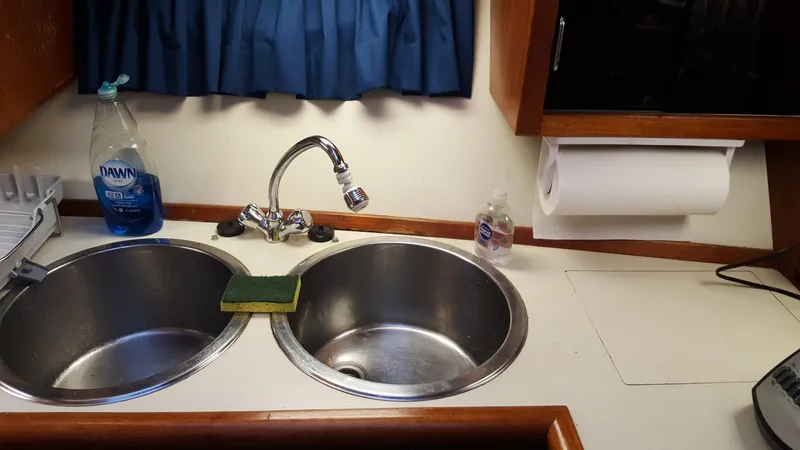 Double Round Stainless Sinks in Galley