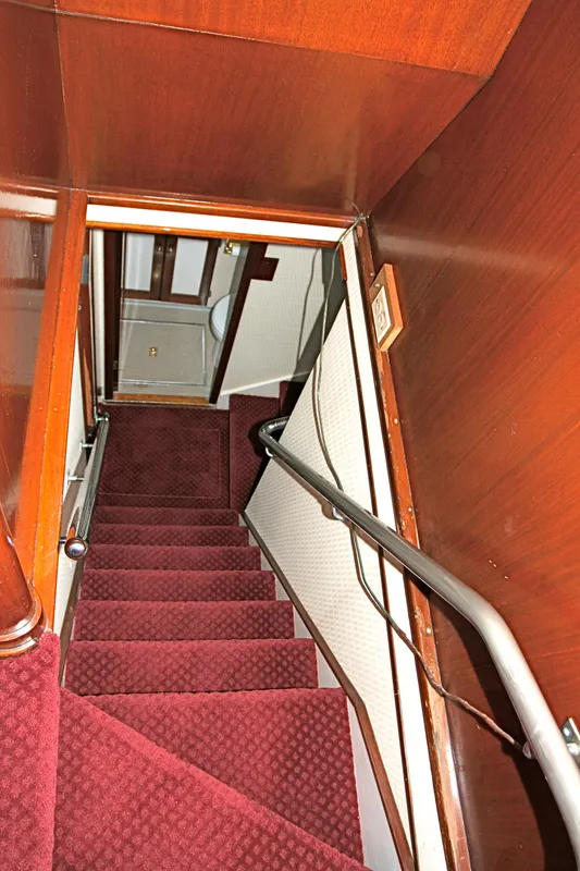 Staircase inside a 1946 classic motor yacht.
