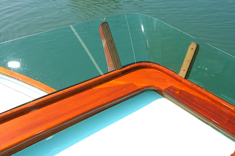 Close-up of a 1946 J.M. Martinac Classis Fantail Yacht.