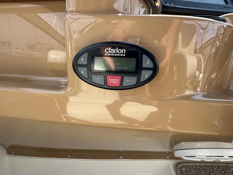 Clarion audio system on 2004 Carver 366 Motor Yacht dashboard.