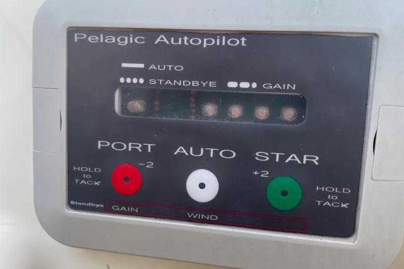 Pelagic Autopilot control panel on a 1977 Custom Bodega 30 boat.