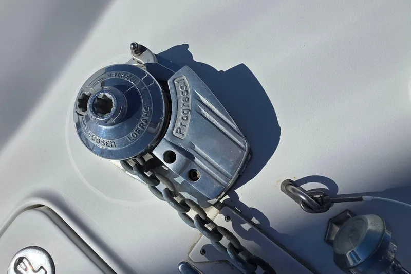 Anchor windlass on 2002 Sea Ray 340 Sundancer boat deck.