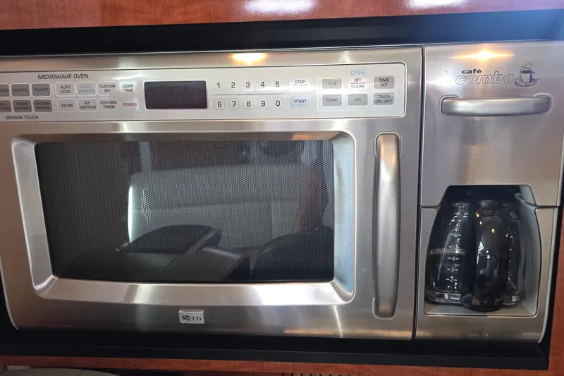 LG Café Combo microwave and coffee maker in a 2005 Sea Ray 340 Sundancer yacht.