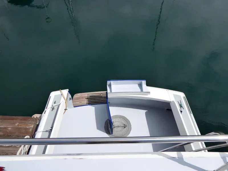 Looking to cockpit from upper helm
