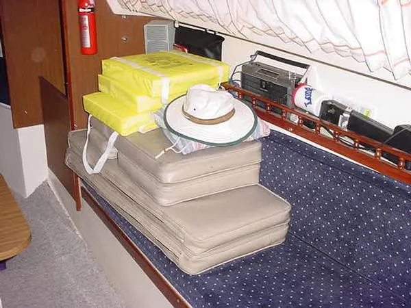 Forward Starboard Settee Showing Cockpit Cushions