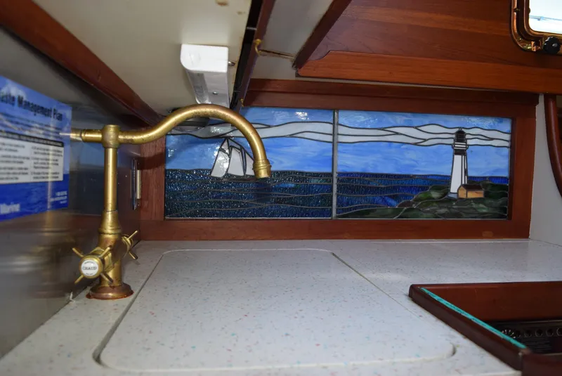 Stain glass cabinet doors and counter