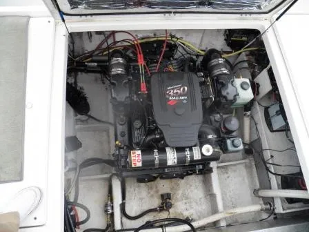 LOOKING DOWN AT ENGINE