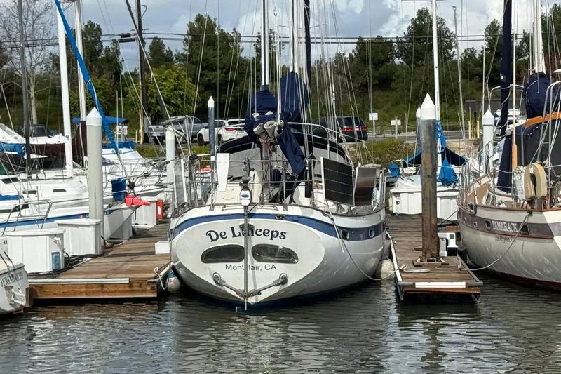 Sailboat "De Linceps" docked at marina, Mariner Mayflower 1981 model, Montclair, CA.
