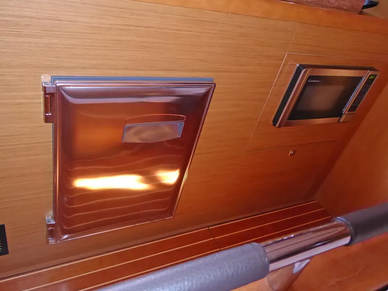 Front loading fridge, microwave