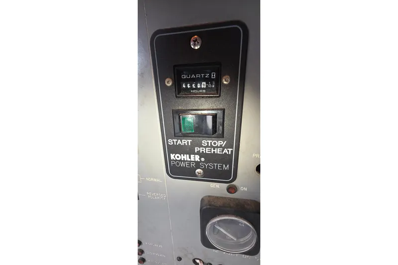 Control panel of a 1988 Sea Ray 460 Express Cruiser with Kohler power system.