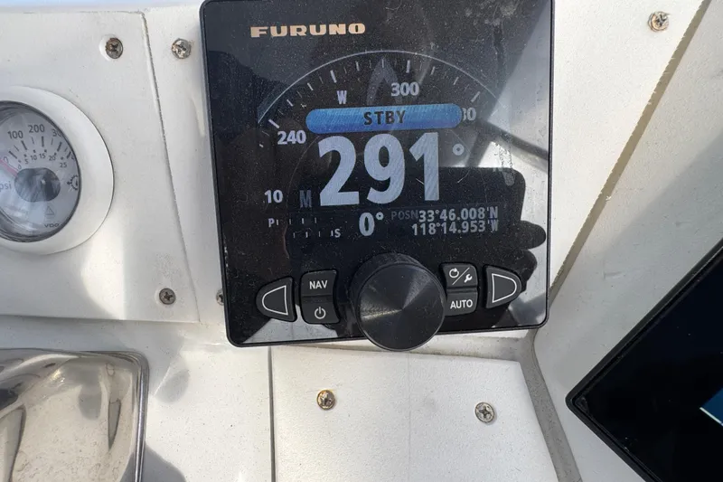 Furuno navigation display on 1984 Blackfin 32 Flybridge, showing heading 291 degrees.