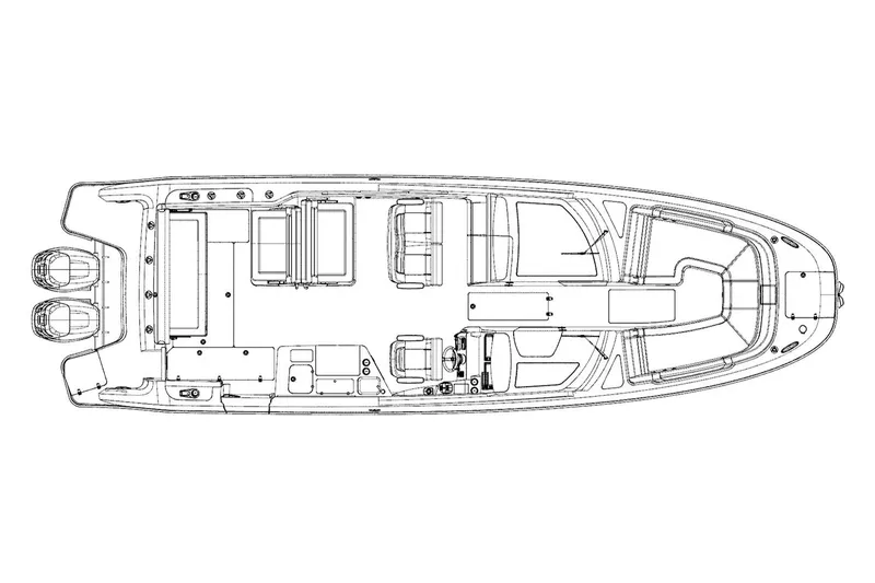 Manufacturer Provided Image: Top view layout of 2018 Boston Whaler 320 Vantage boat.