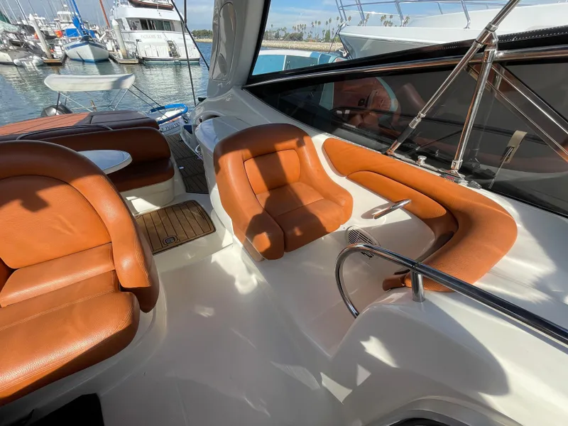 Interior of a 2004 Cranchi Endurance 41 yacht with leather seating.