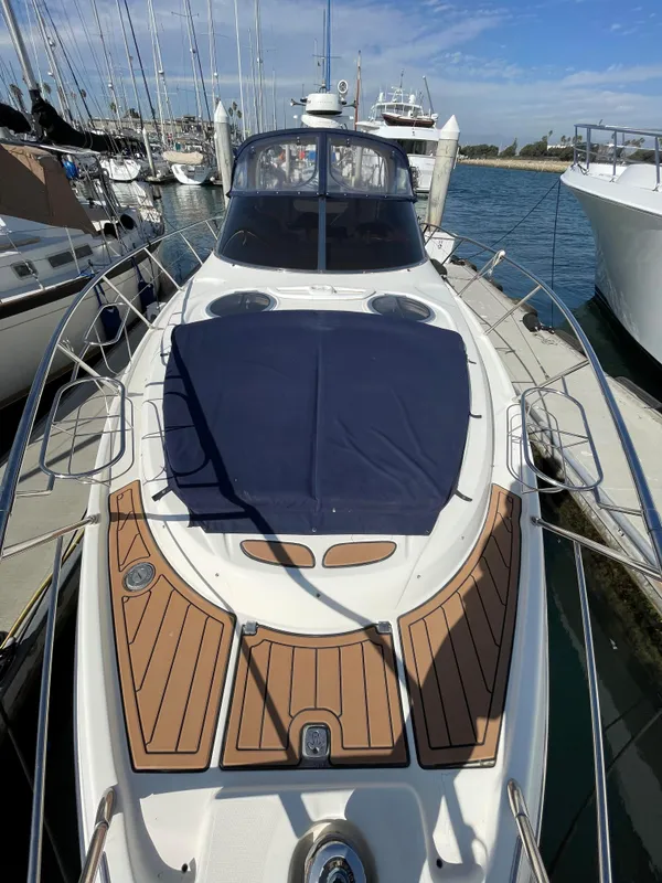 2004 Cranchi Endurance 41 yacht docked at marina.