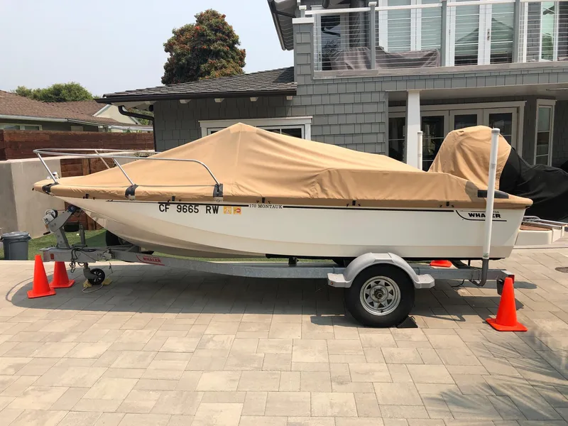 Whaler covered on trailer
