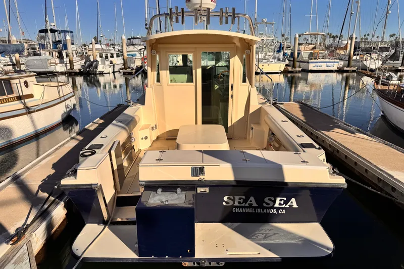 2003 Albin 28 TE boat docked at marina, Channel Islands, CA.