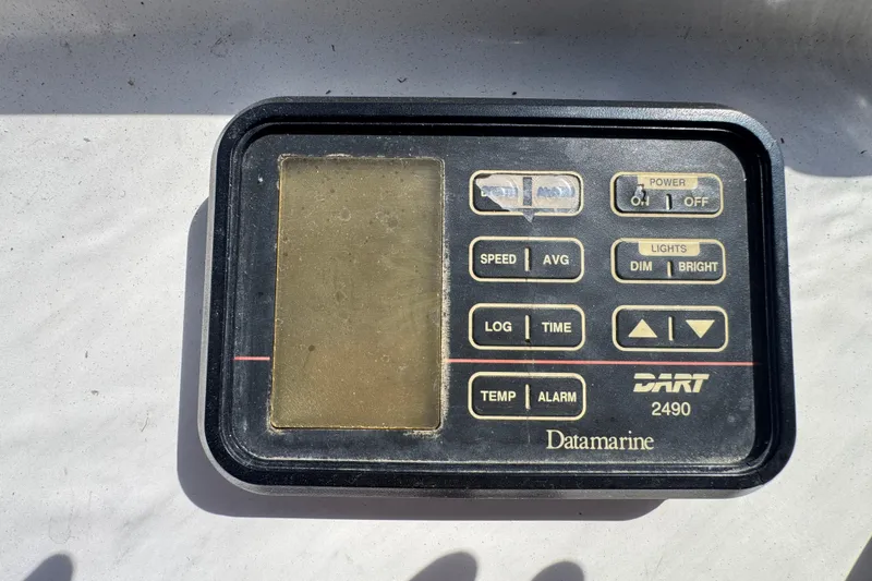 Datamarine Dart 2490 control panel on 1977 Tollycraft 37 Convertible boat.