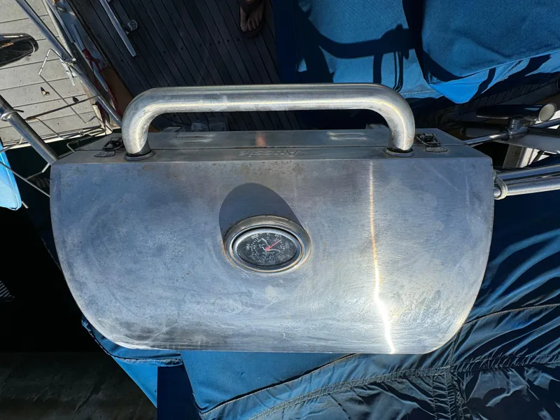 Stainless steel grill on 1984 Transpacific Marine Ketch deck.