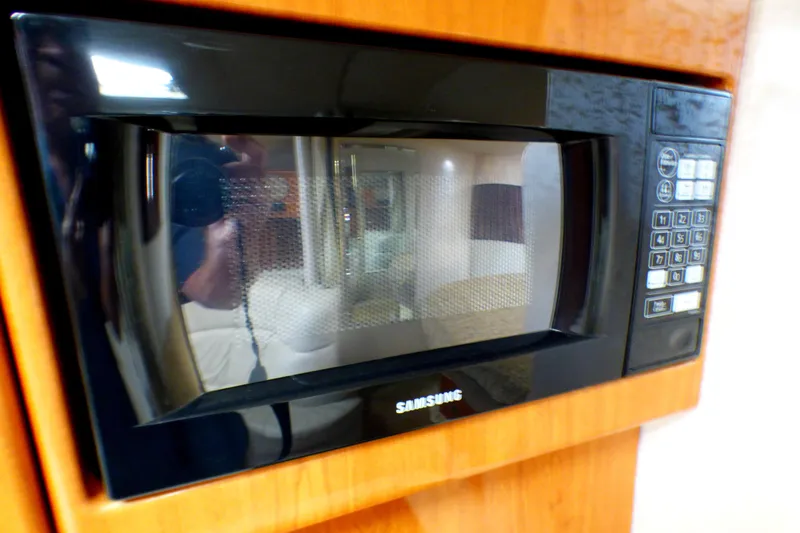 Built-in Samsung microwave in 2003 Formula 37 PC yacht kitchen.
