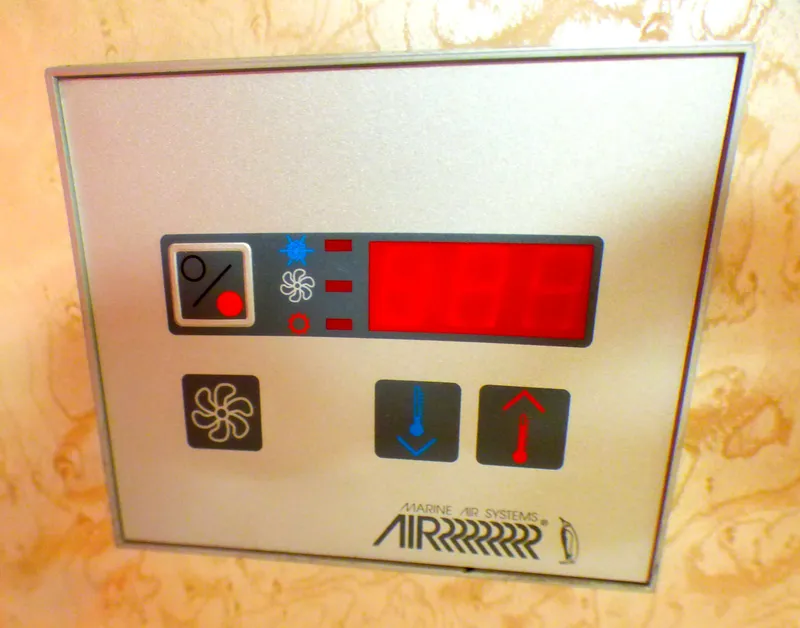 Control panel for marine air systems on a 2003 Formula 37 PC boat.