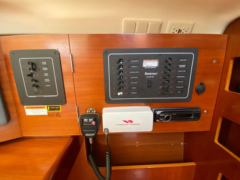 Electrical control panel of a 2004 Beneteau 36.7 sailboat.
