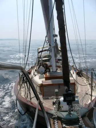 Looking aft from bow sprit