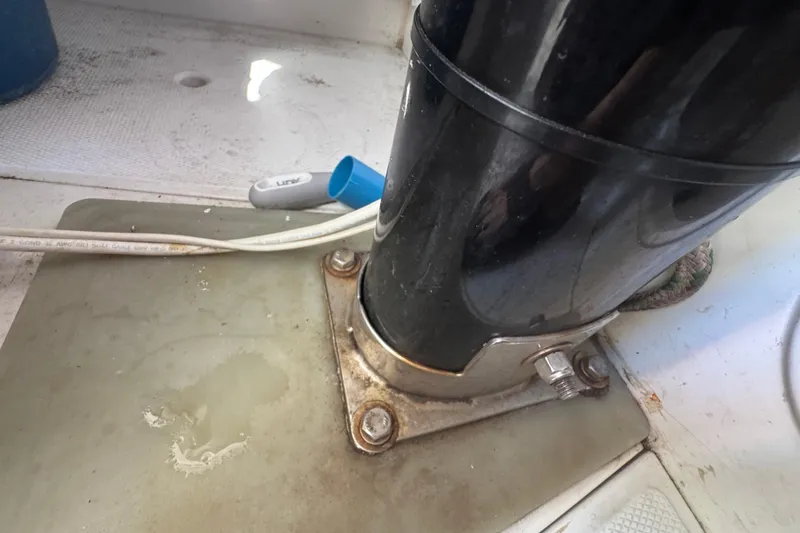 Base of a mast on a 2007 Flying Tiger 10M sailboat deck.