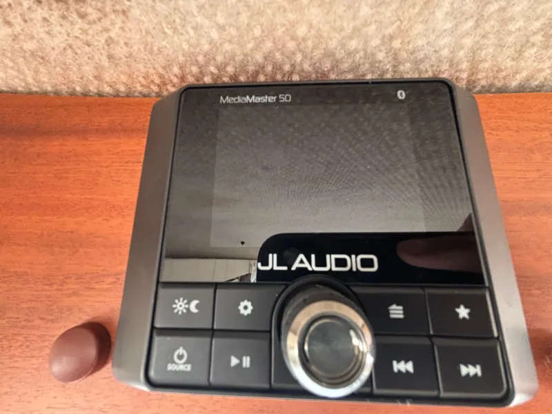 JL Audio MediaMaster 50 control panel on 2023 KingFisher 3025 Destination boat.