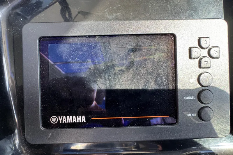Yamaha display panel on a 2020 Jeanneau NC 795 boat dashboard.