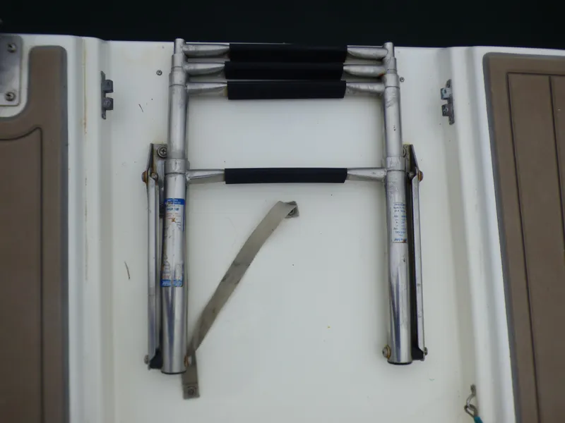 Stainless steel boat ladder on 2001 Cruisers Yachts 340 Express.