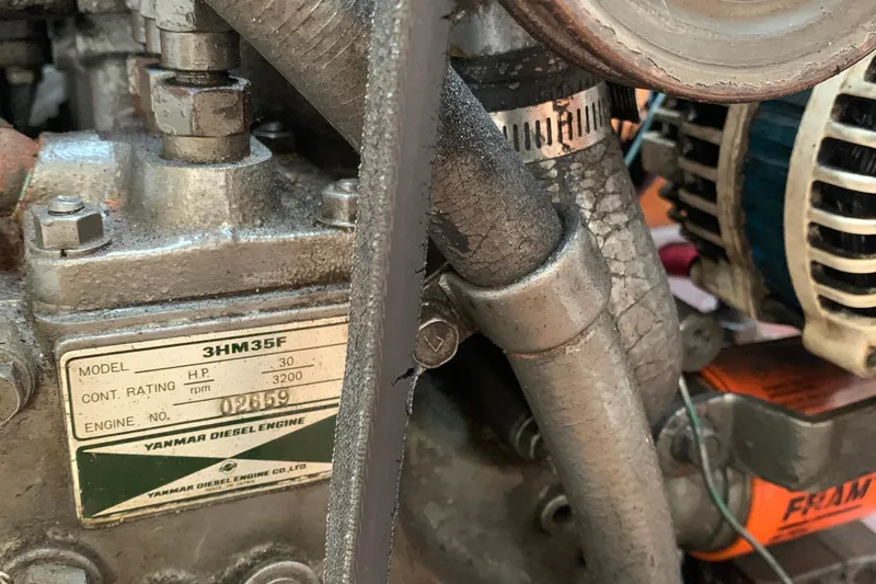 Yanmar diesel engine model 3HM35F, 30 HP, 3200 RPM, in a 1972 Tartan 41.