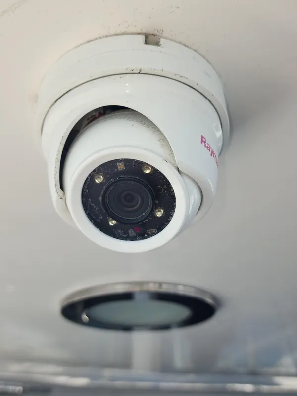 Security camera on 2007 Ocean Alexander Veloce yacht ceiling.