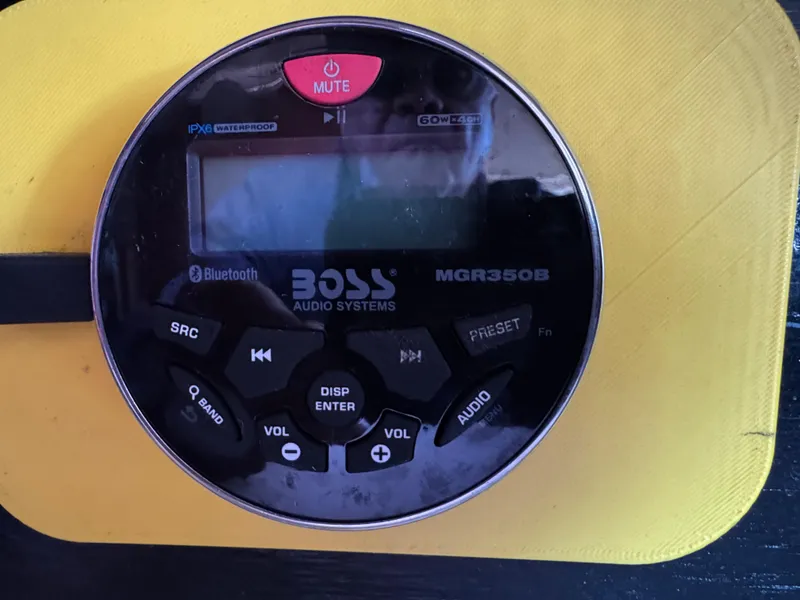 Boss Audio Systems MGR350B stereo on Catalina 30 MkII, 1990 model, with Bluetooth functionality.