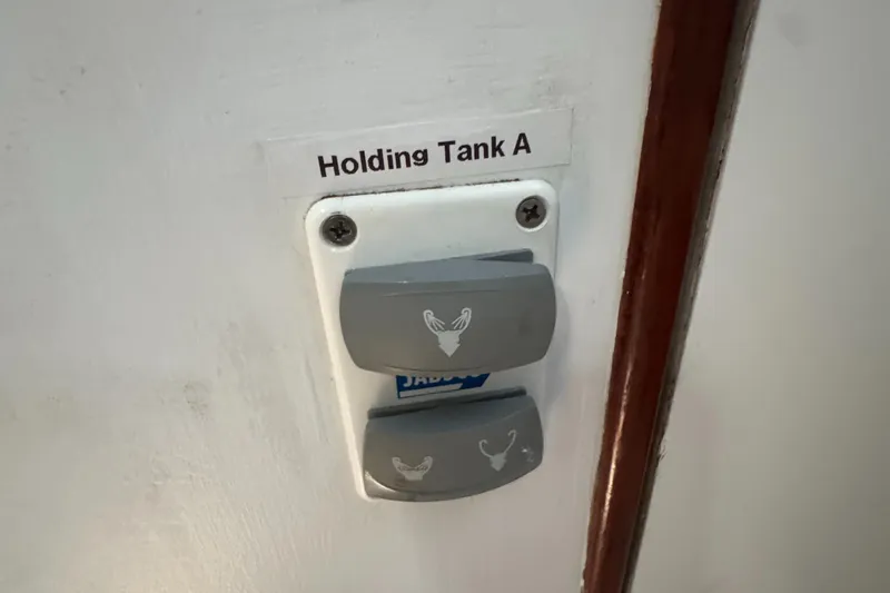 Control panel for Holding Tank A on 1981 Morgan 416 Out Island yacht.