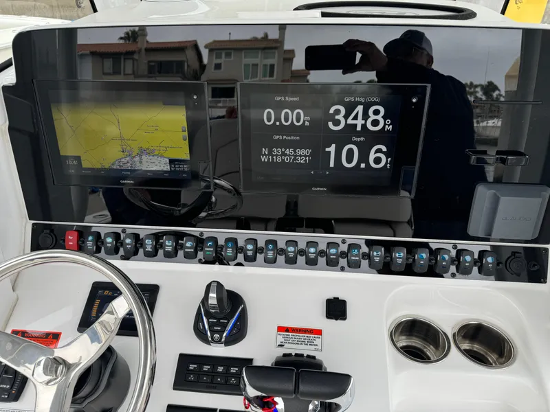 2021 Sea Hunt Gamefish 30 dashboard with navigation and control panels.