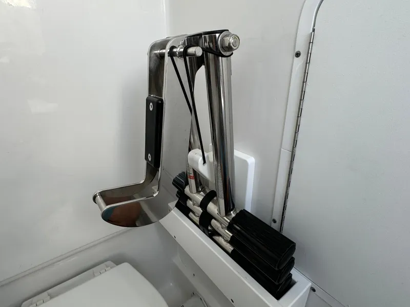Stainless steel boat accessory on 2021 Sea Hunt Gamefish 30 Coffin Box.