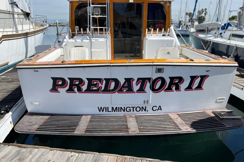 1971 Pacifica 44 Convertible boat named "Predator II" docked in Wilmington, CA.