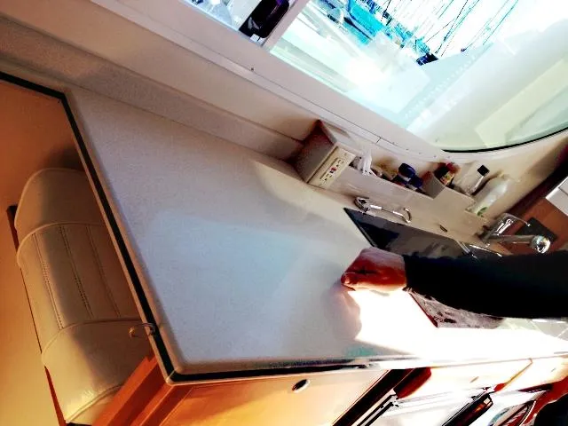 Galley extension seat down