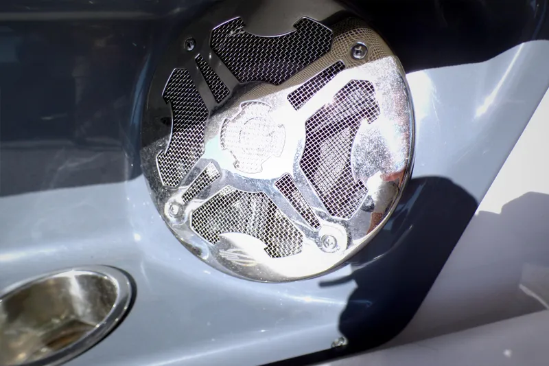 Chrome speaker grille on 2018 Chaparral 267 SSX boat.
