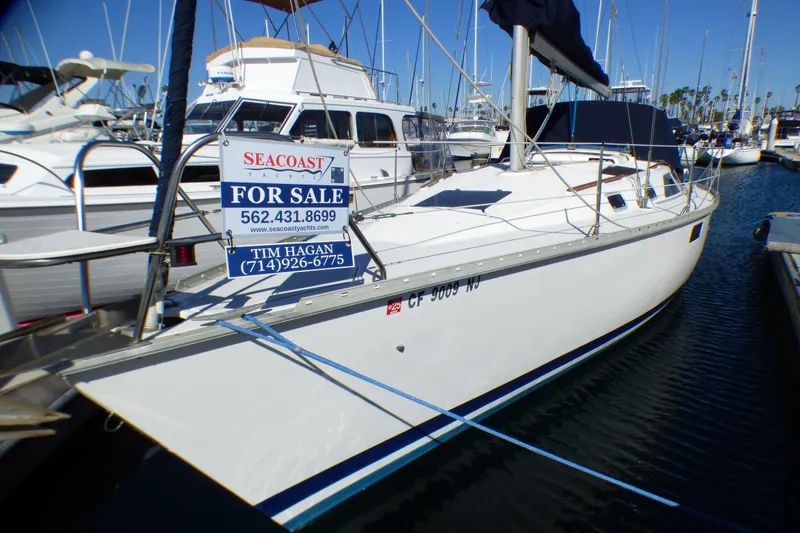 1994 Hunter Legend 35.5 sailboat for sale at marina, contact Seacoast Yachts.