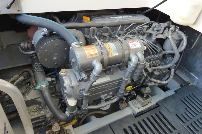 Engine of 2005 Mainship 34 Pilot Sedan Rum Runner II, featuring Yanmar components.