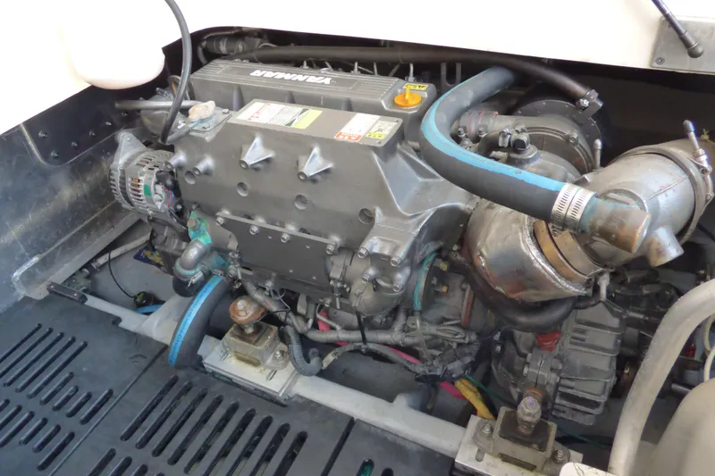 Engine compartment of a 2005 Mainship 34 Pilot Sedan Rum Runner II boat.