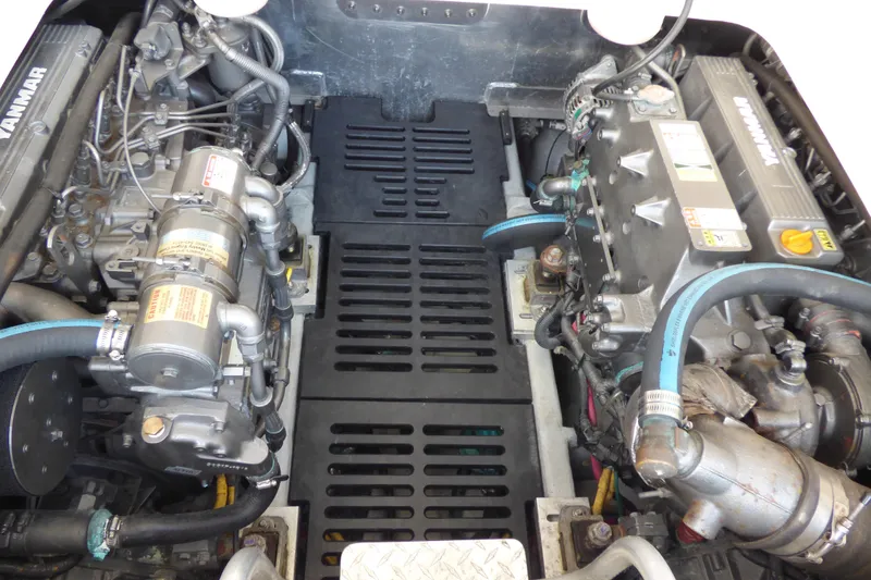 Engine compartment of a 2005 Mainship 34 Pilot Sedan Rum Runner II boat.
