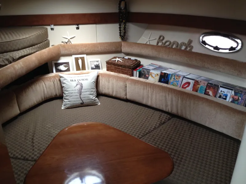 Fwd cabin seating converts to large bunk. Great grandbaby area!