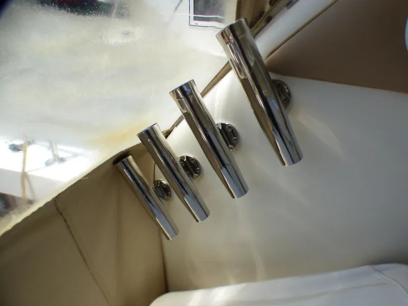 Rod holders on a 2002 Sea Ray 340 Amberjack boat.