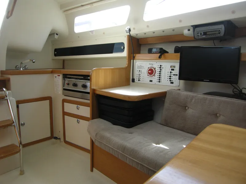 To galley & chart table