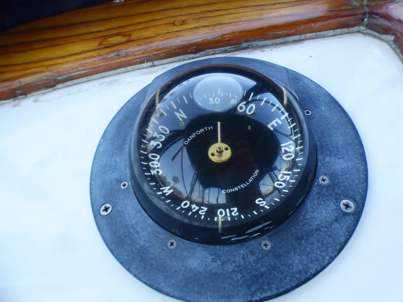 Compass on 1980 CHB Heritage 42 Trawler boat.