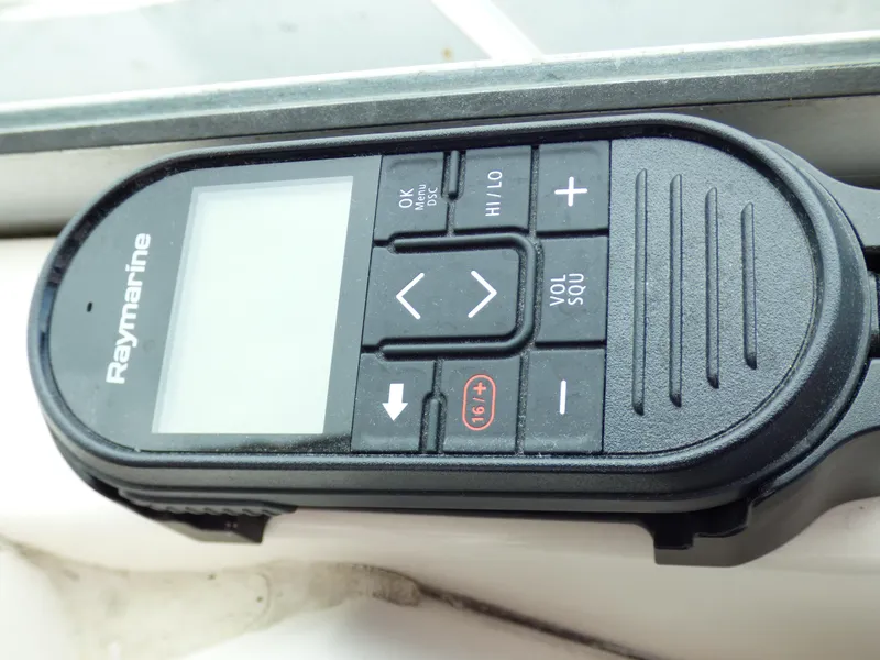 Raymarine marine remote control on a 2004 Robalo R265 Walkaround boat.